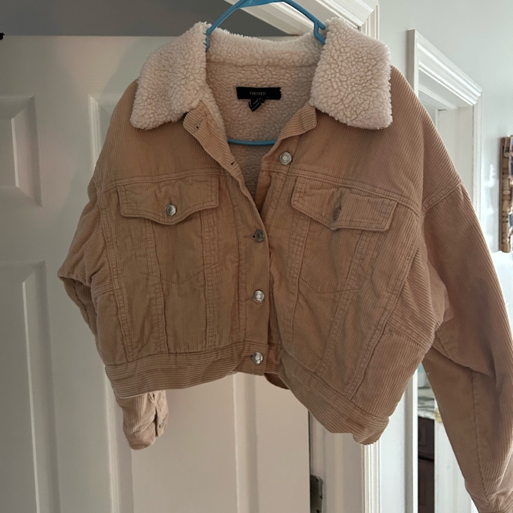 Tan Corduroy Jacket with Sherpa Collar